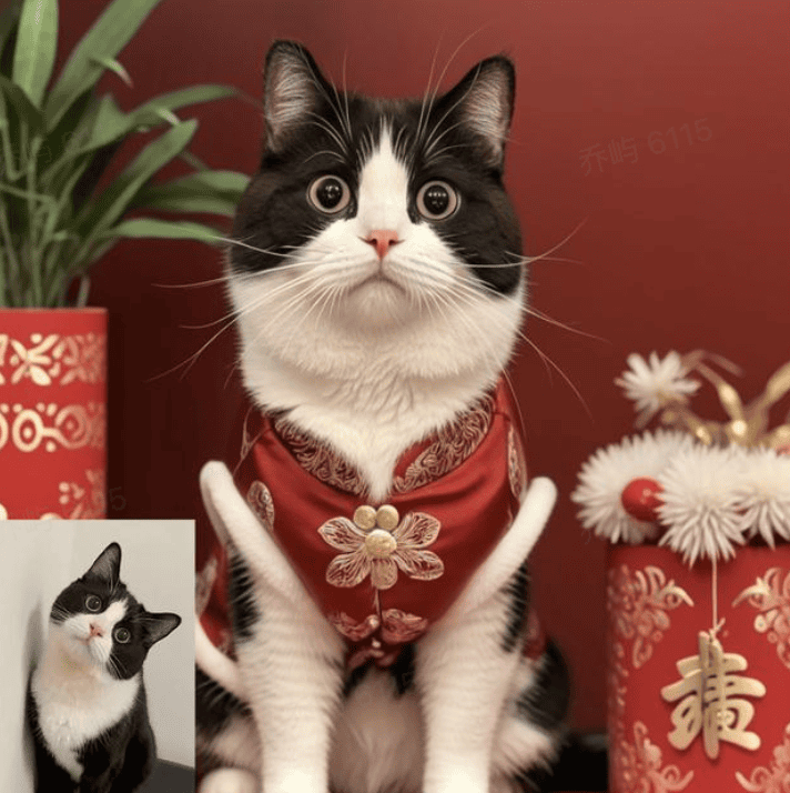 New Year's greetings for cute pets